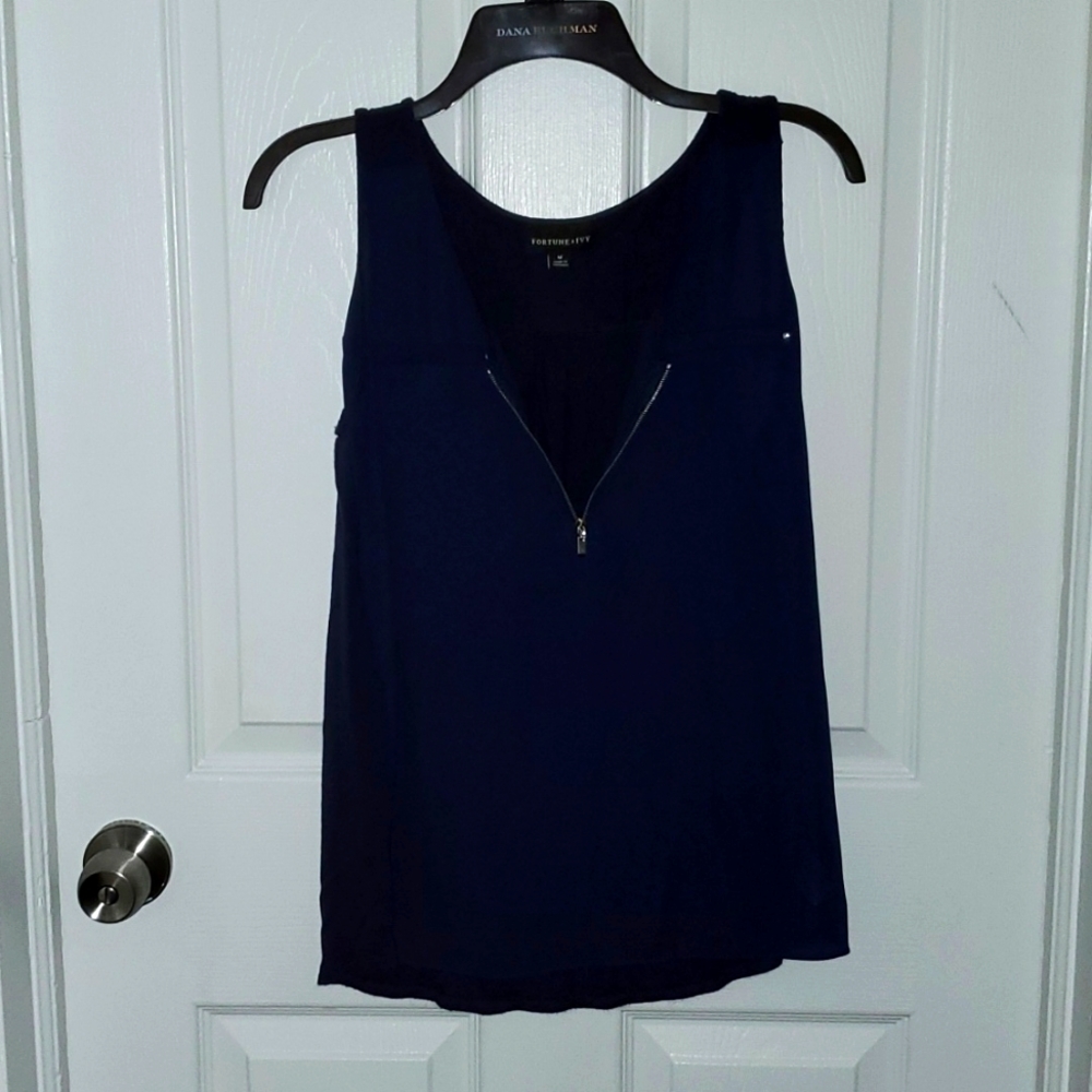 Navy Blue Sleeveless Blouse